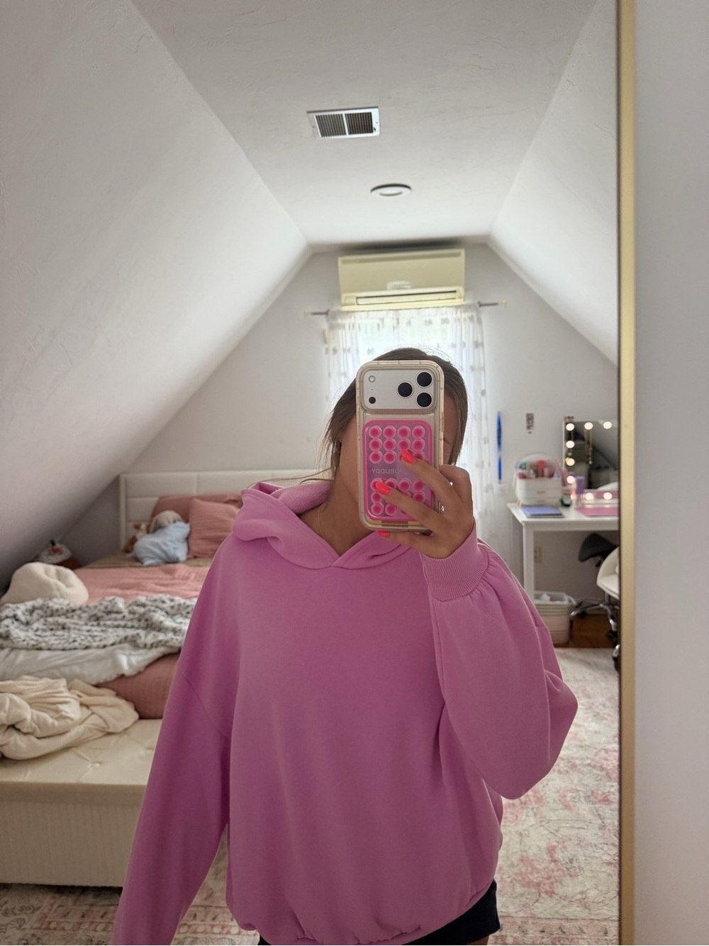 SHEIN Bubblegum Pink Oversized Hoodie